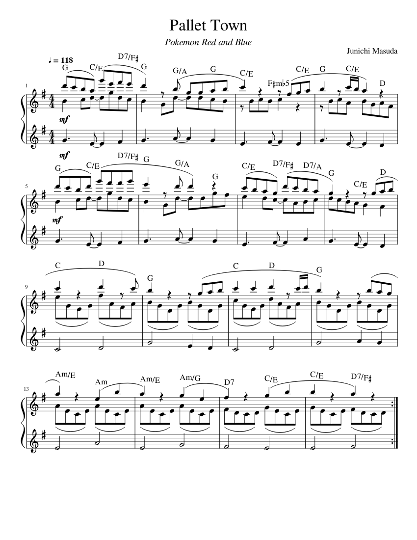 Pallet Town Sheet music for Piano (Piano Duo)
