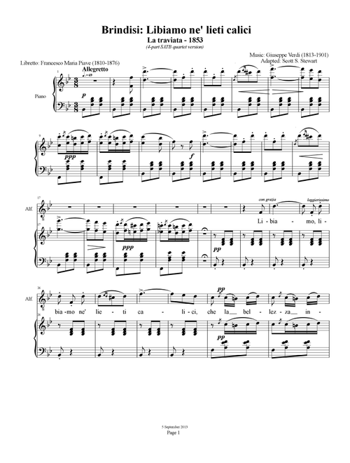 Libiamo ne' lieti calici, Brindisi (SATB) - La traviata (Arr. Scott S. Stewart) - Giuseppe Verdi (Choral, SATB)