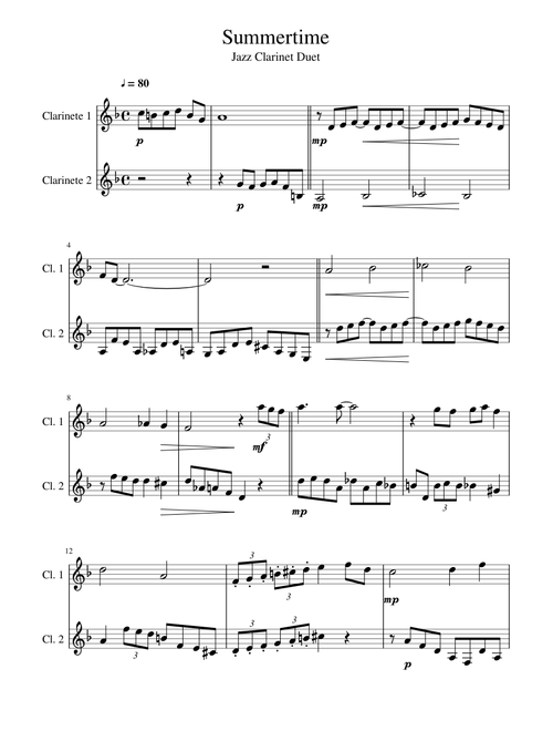 Summertime - Jazz Clarinet Duet