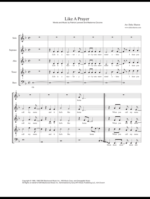 Like A Prayer (Arr. Deke Sharon) - Madonna (Choral, SATB)