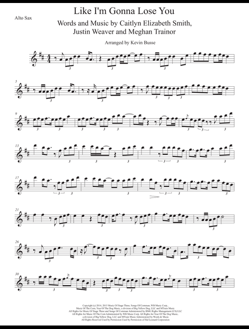 Like I'm Gonna Lose You (Arr. Kevin Busse) - Meghan Trainor (Alto Sax Solo)