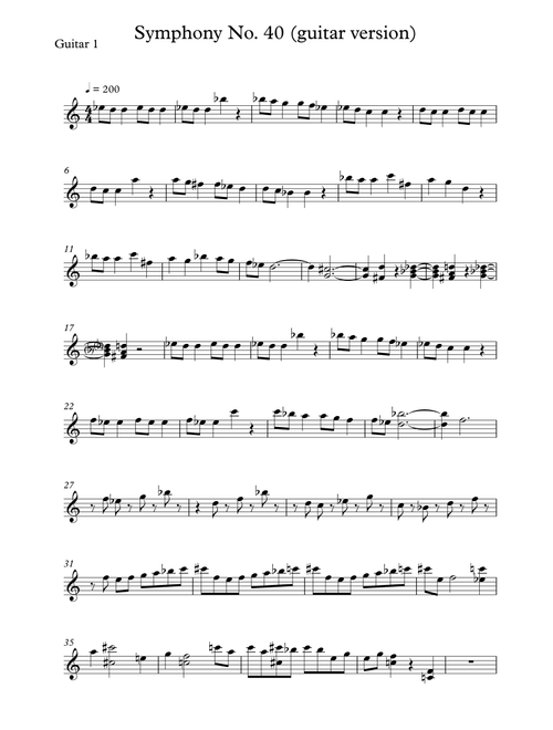Symphony No. 40 for guitar (Arr. Hugo Neves) - Mozart (Guitar Tab)