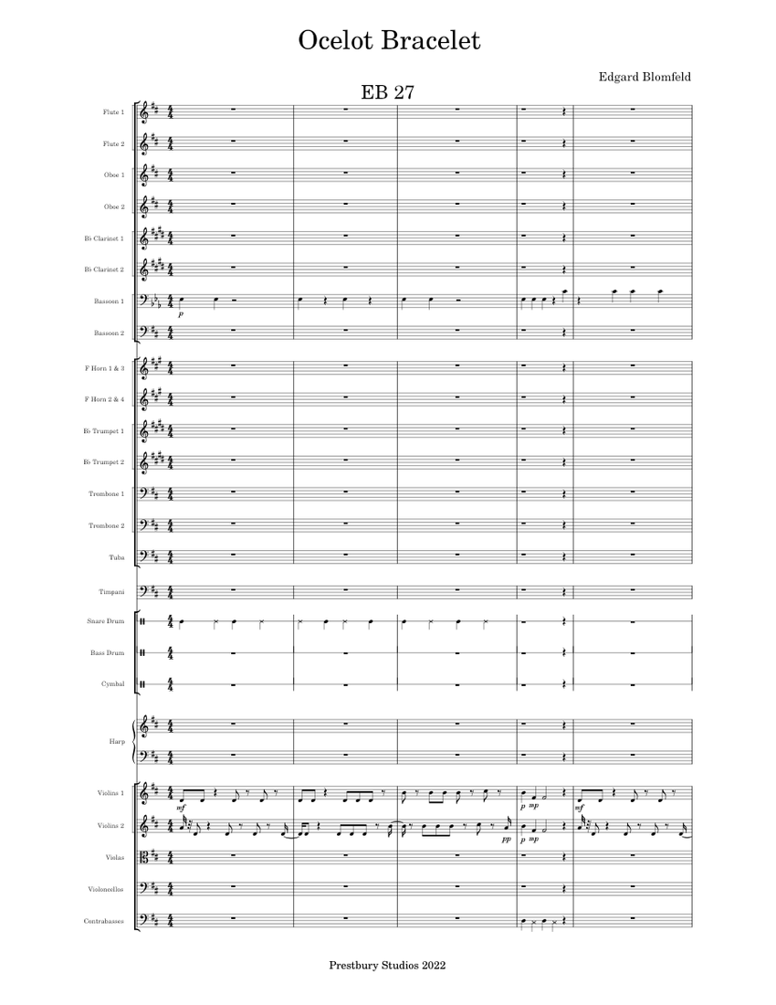 Oceloto Instrument EB 27 Ocelot Bracelet Sheet music for Trombone, Tuba, Flute, Oboe ...