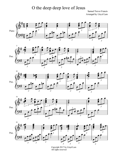 O the deep deep love of Jesus (Arr. Lloyd T. Lam) - Samuel Trevor Francis (Piano Solo)