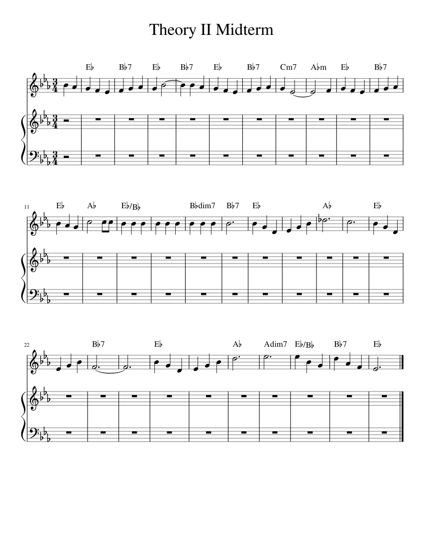 Theory II Midterm Sheet music for Piano, Vocals (Piano-Voice ...
