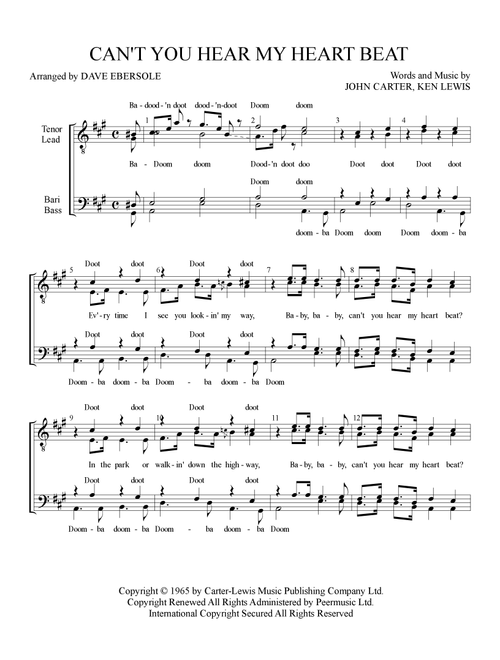 Can't You Hear My Heart Beat (Arr. Dave Ebersole) - Herman's Hermits (Choral, TTBB)
