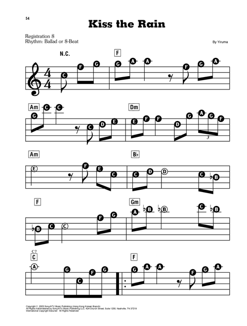Kiss The Rain - Yiruma (E-Z Play Today)
