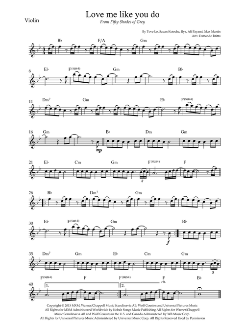 Love Me Like You Do (Arr. Fernando Britto) - Ellie Goulding (Violin Solo)