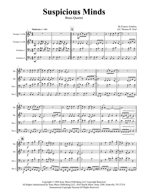 Suspicious Minds (Arr. Thomas H. Graf) - Elvis Presley (Brass Ensemble)