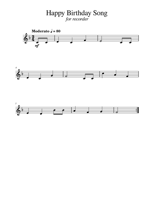 Happy Birthday Song (Arr. Golden Skull Editions) - Unknown (Recorder Solo)