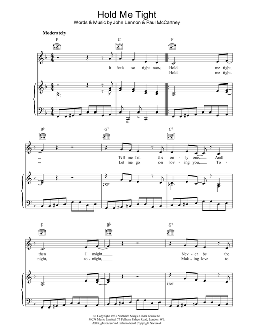 Hold Me Tight - The Beatles (Piano-Vocal-Guitar (Piano Accompaniment))
