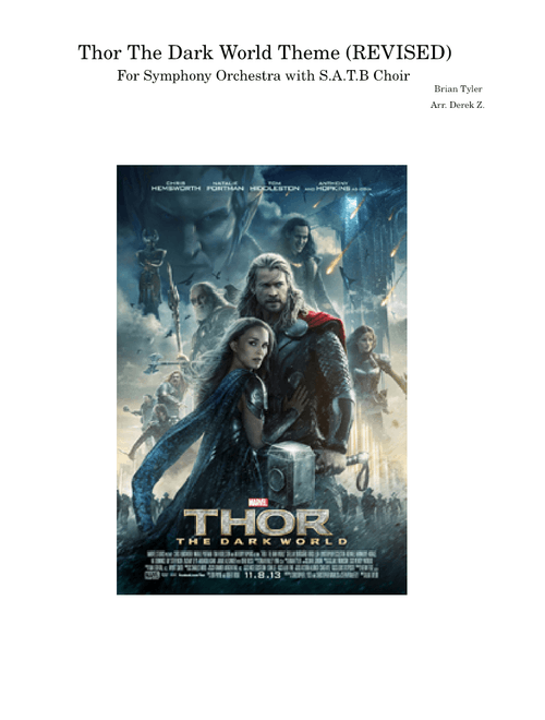 Thor the Dark World Theme (REVISED) – By: Brian Tyler/Arr. Derek Z.