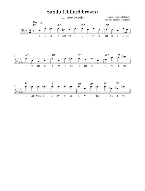 Sandu Clifford Brown transcripcion bajo 1er coro de solo