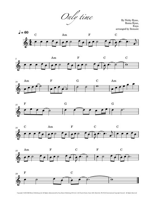 Only Time (Arr. Lkmusic) - Enya (Alto Sax Solo)