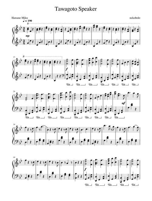 Nonsense Speaker (戯言スピーカー ) Piano Arrangement