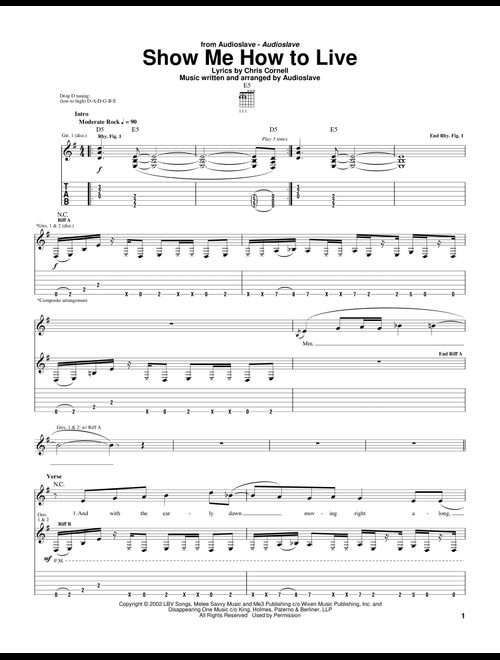 Show Me How To Live - Audioslave (Guitar Tab)