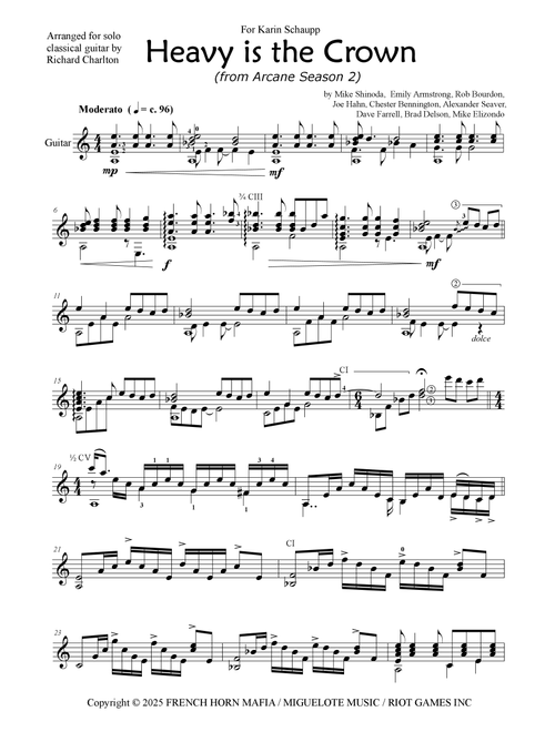 Heavy Is The Crown (Arr. Richard Charlton) - Linkin Park (Solo Guitar)