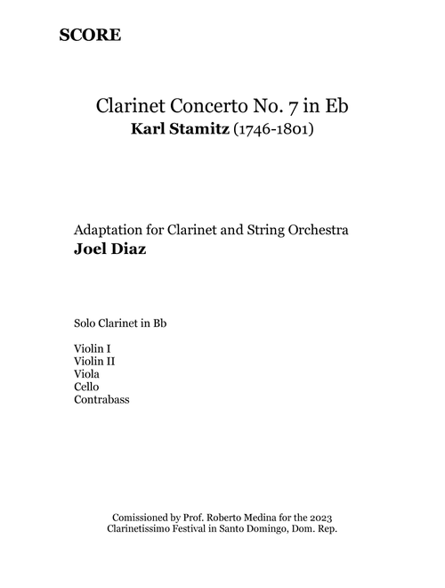 Clarinet Concerto No. 7 in Eb: I. Allegro Molto (Arr. Joel Diaz) - Karl Stamitz (Large Ensemble)