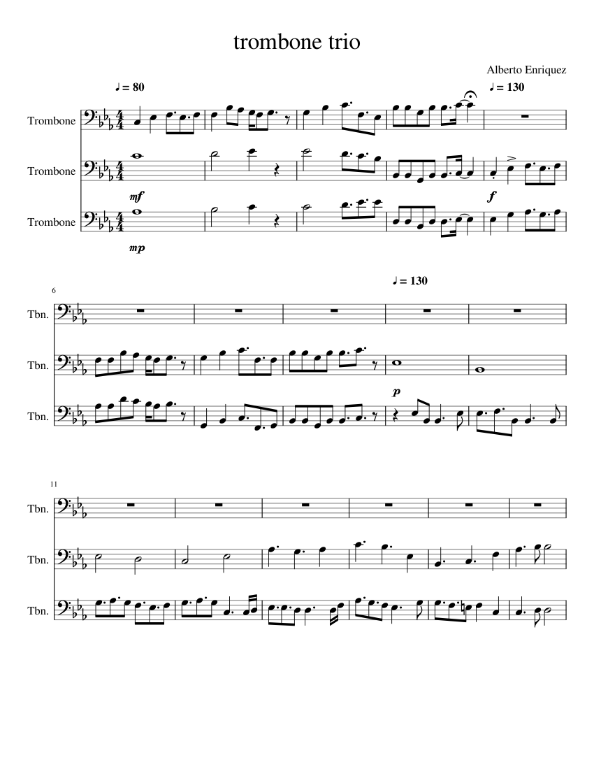 trombone trio Sheet music for Trombone (Mixed Trio) | Musescore.com