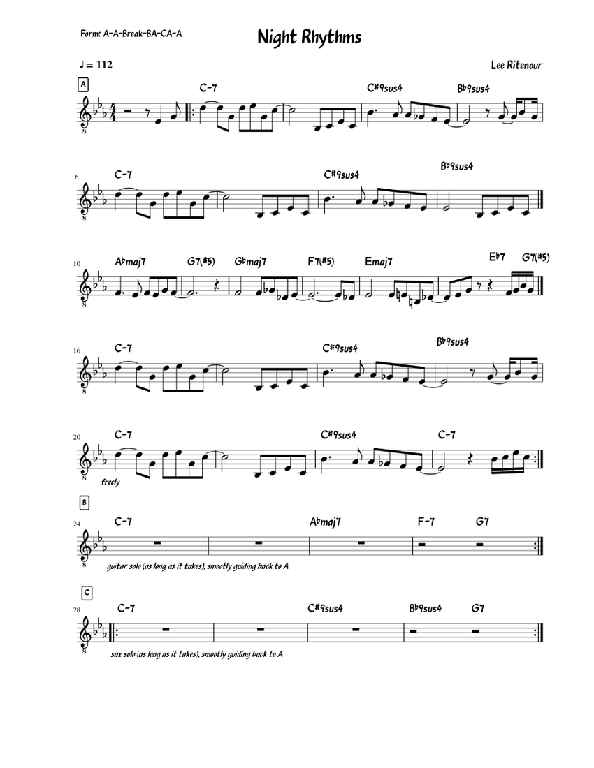 Night Rhythms Sheet music for Guitar (Solo) | Musescore.com