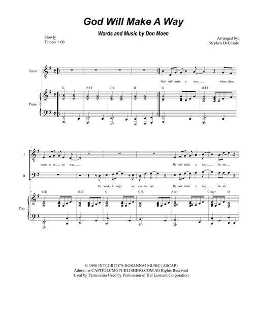 God Will Make A Way (Arr. Stephen DeCesare) - Don Moen (Choral, SATB)