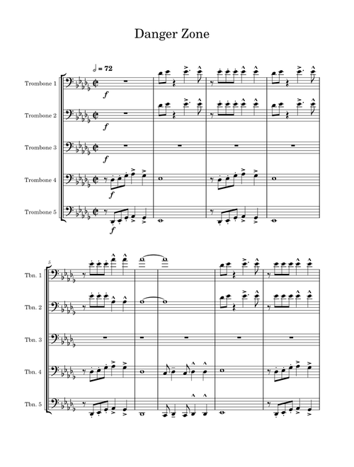 Danger Zone arranged for Trombone Quintet by Jeremy Finlaw (original by Kenny Loggins)