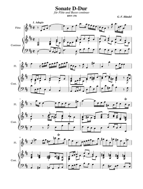 G. F. Händel - Sonata for Flute and Basso Continuo | HWV 378
