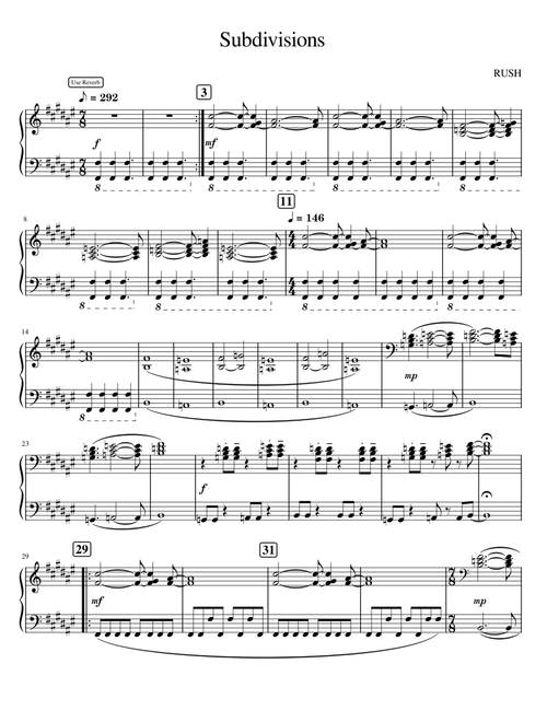 RUSH - Subdivisions (Keyboard only