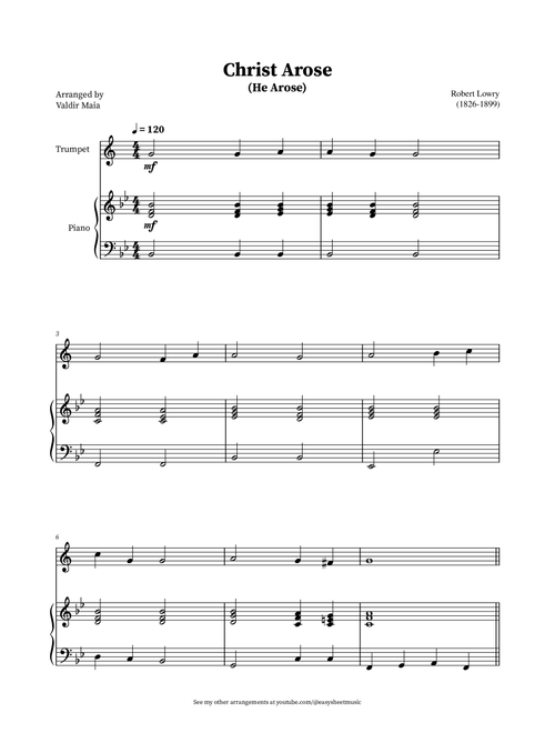 Christ Arose (He Arose) -  Trumpet and Piano (Arr. Valdir Maia) - Robert Lowry (Trumpet and Piano)