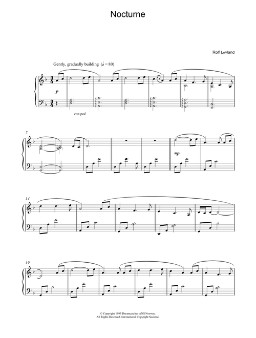 Nocturne - Rolf Løvland (Piano Solo)