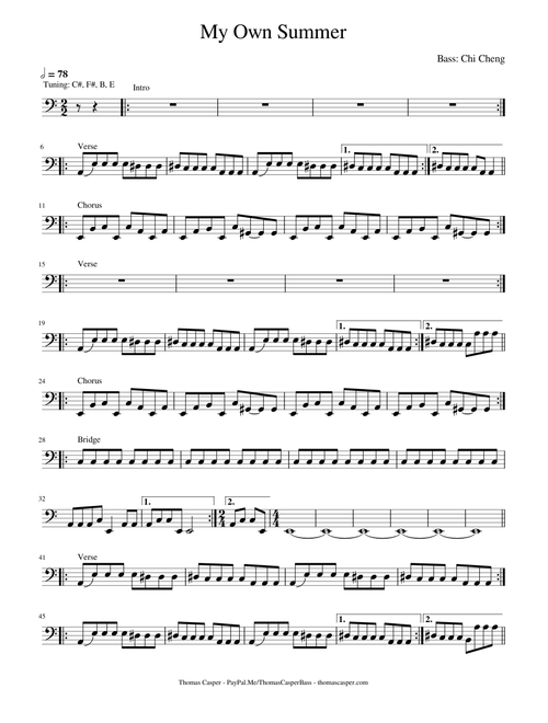 My Own Summer (Shove It) - Deftones (Bass Transcription)