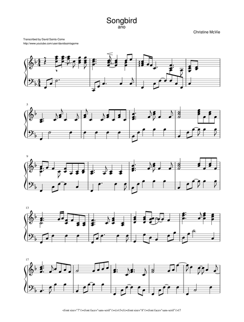 Song Bird Piano Fleetwood Mac