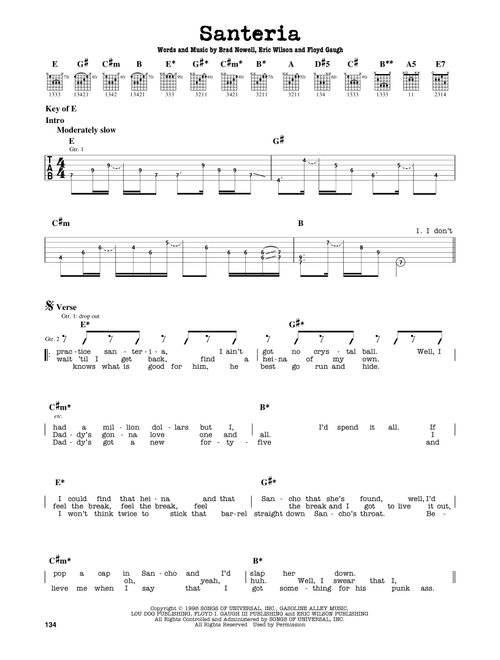 Santeria - Sublime (Guitar Lead Sheet)