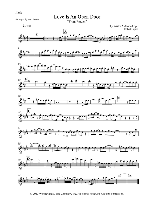 Love Is An Open Door (Arr. Alex Souza) - Kristen Bell & Santino Fontana (Flute Solo)