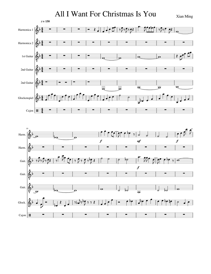 All I Want For Christmas Is You Sheet music for Glockenspiel, Guitar