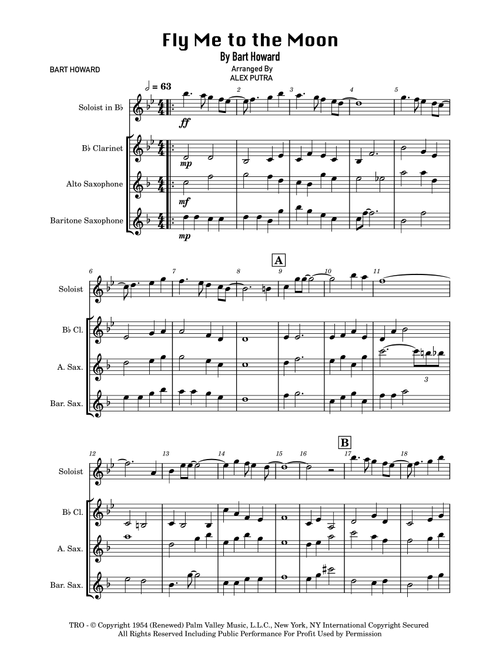 Fly Me To The Moon (in Other Words) (Arr. Alex Putra) - Tony Bennett (Woodwind Ensemble)