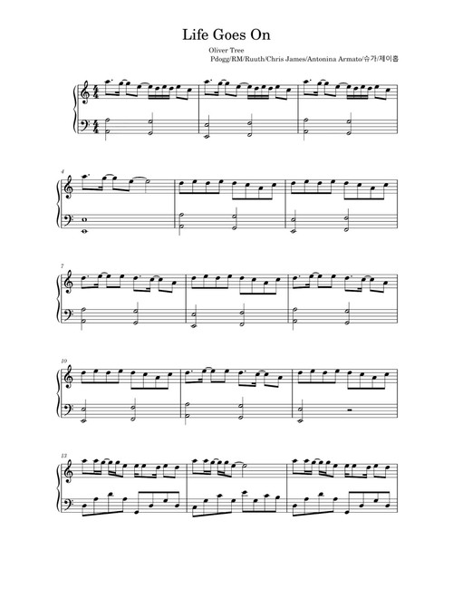 Life Goes On (Arr. Oliver Tree) (Piano Solo)