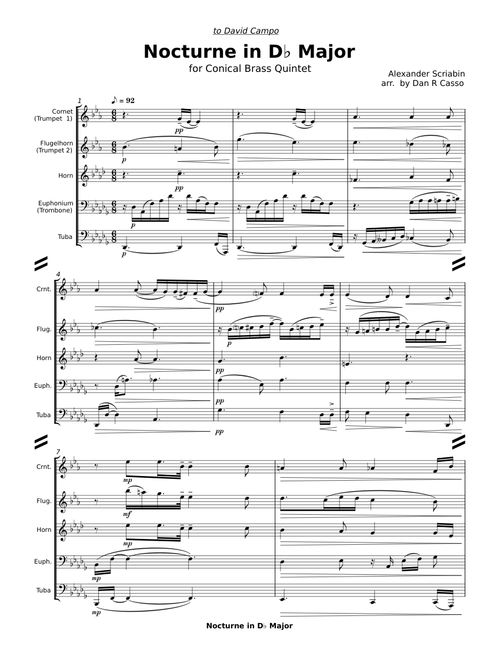 Nocturne for the Left Hand, Op. 9 – Alexander Scriabin , arr. by Dan R Casso