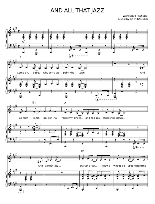 And All That Jazz - John Kander and Fred Ebb