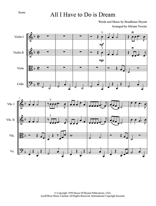 All I Have To Do Is Dream (Arr. Miriam Troxler) - Bobbie Gentry & Glen Campbell (String Quartet)