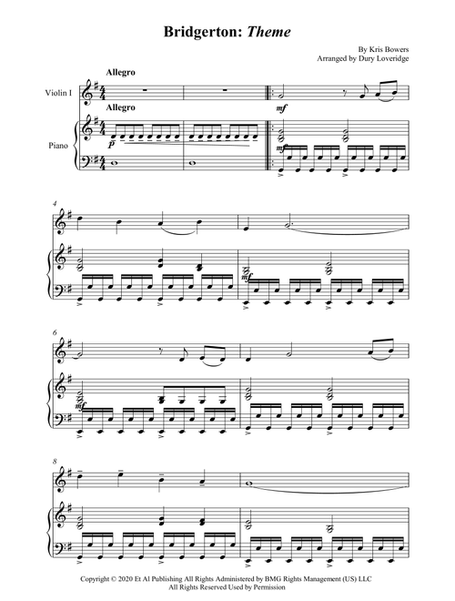 Bridgerton Theme (Arr. Dury Loveridge) - Kris Bowers (Violin and Piano)