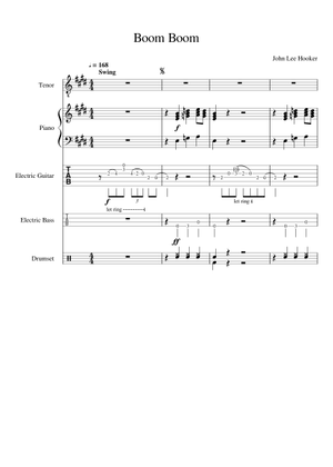 Play Official version of Boom boom Sheet Music by John Lee Hooker