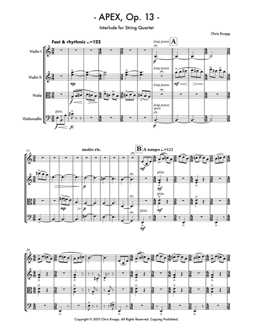 Apex, Op. 13 - Chris Knapp (String Quartet)