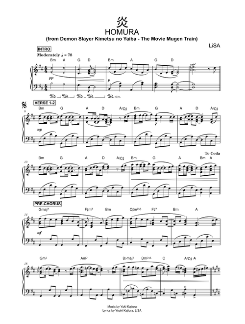 Homura - 炎 (from Demon Slayer: Kimetsu no Yaiba – The Movie: Mugen Train) - LiSA (Piano)