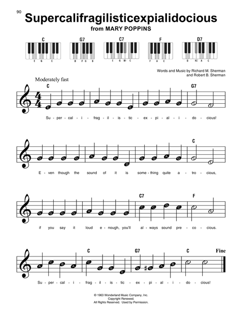 Supercalifragilisticexpialidocious (from Mary Poppins) - Julie Andrews (Super Easy Piano)