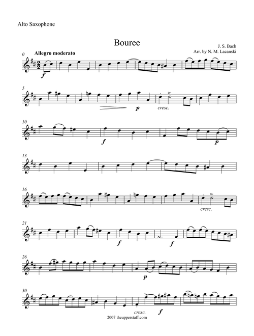 Bouree (Arr. Nick Lacanski) - Bach, J. S. (Instrumental Duet)