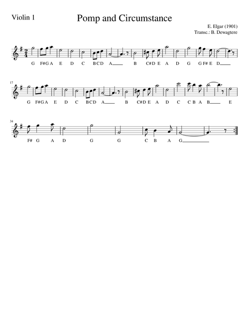 Pomp and Circumstance-Violin 1