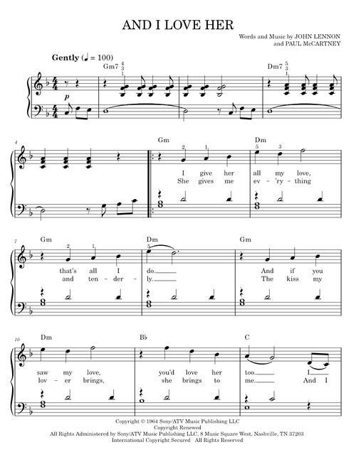 And i love her - The Beatles (Easy Piano)