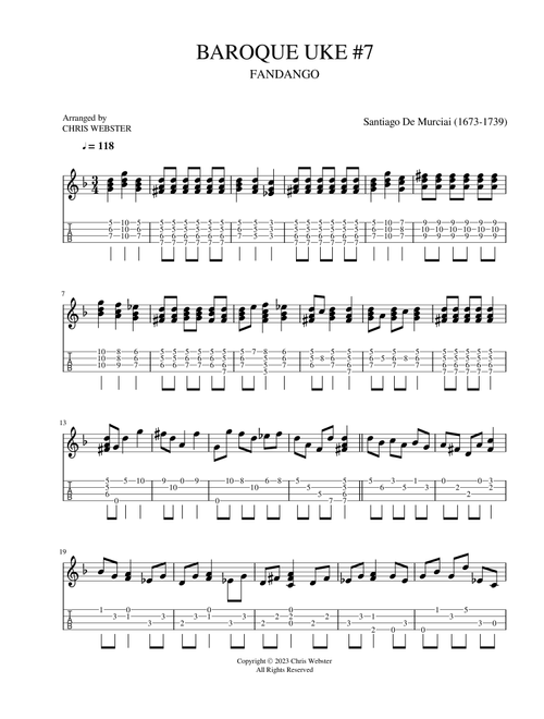Baroque Uke #7 Fandango by Santiago de Murcia (Arr. Chris Webster) (Instrumental Solo)