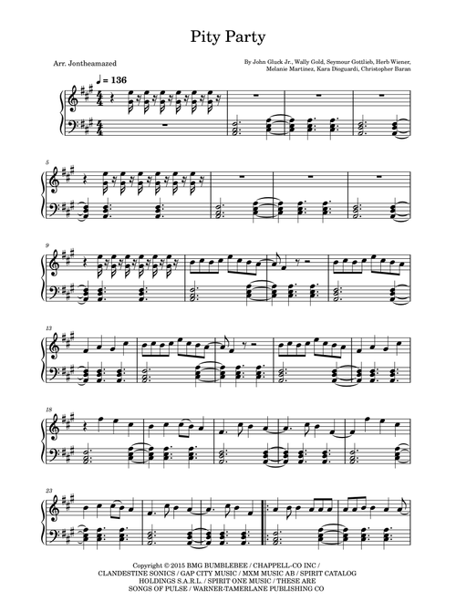 Pity Party (Arr. Jontheamazed) - Melanie Martinez (Piano Solo)